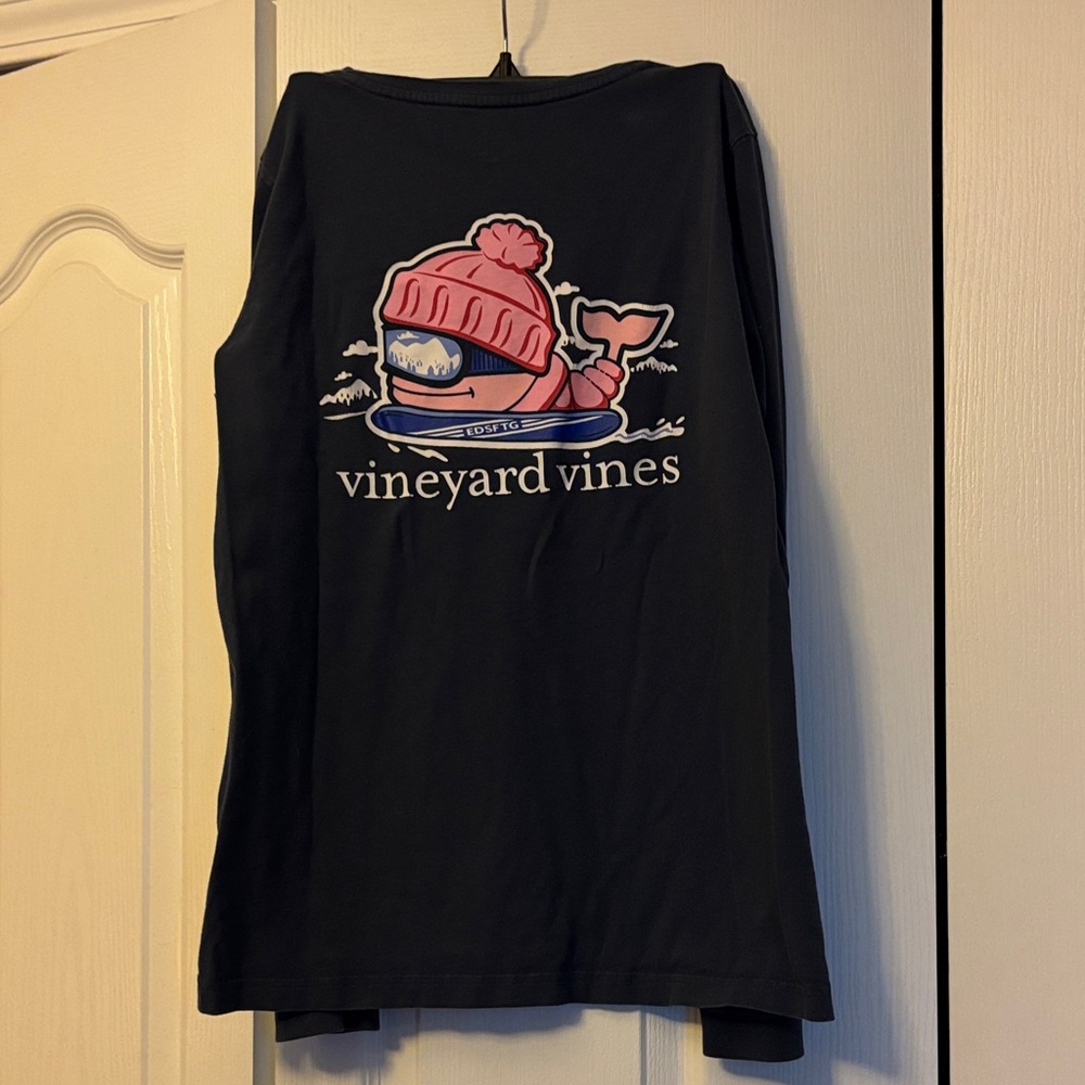 Vineyard Vines Navy Blue Tank with Pink Whale Design